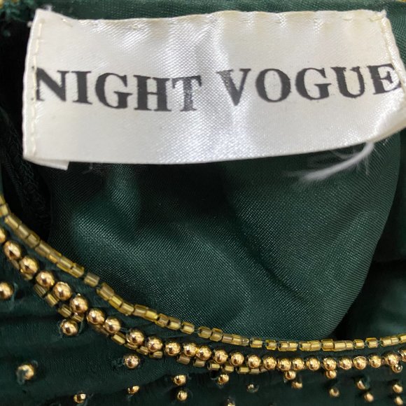 VTG Night Vogue Green Gold Embellished Maxi Dress - Picture 10 of 12